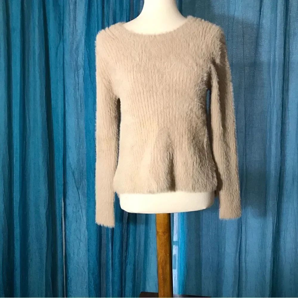 Banana Republic Tan Fuzzy Sweater Top Size Small